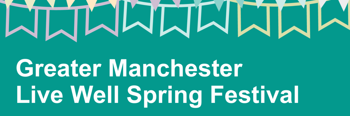 GM Live Well Spring Festival with a border of bunting