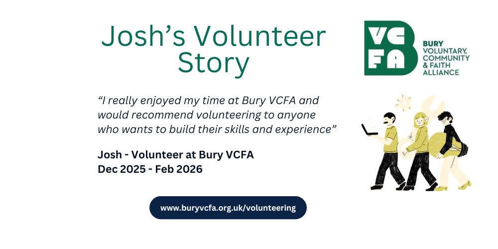 Graphic Image of Student Volunteers with green and black text showcasing a volunteer case study