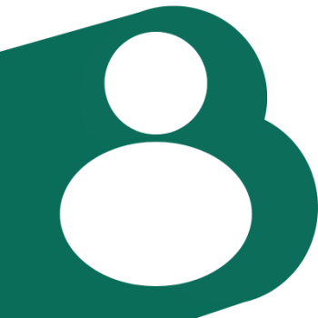 A letter B with an icon of a person in the middle
